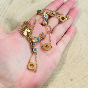 Kate Spade New York Spot The Spade Scatter Necklace gold Crystal blue 36"